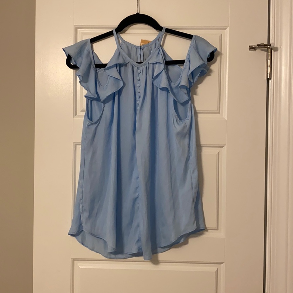 Blue Do+Be off-the-shoulder top. Size small. Never worn.